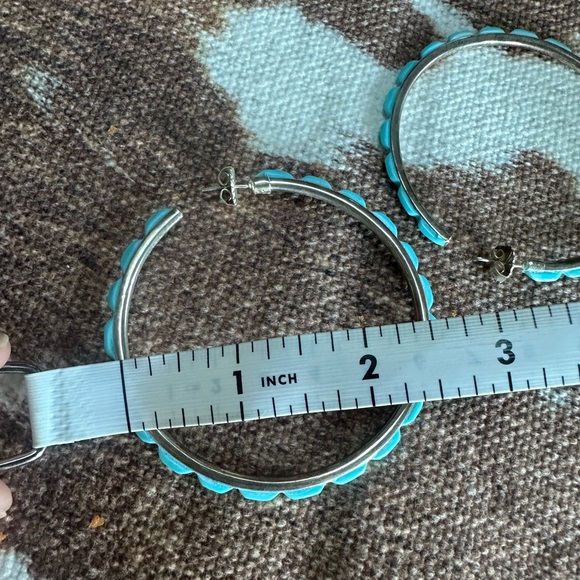 Frederico Jimenez turquoise Hoop Earrings - Picture 3 of 3
